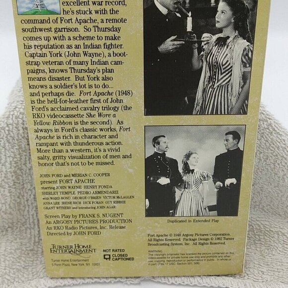 Fort Apache 1948 VHS John Wayne Henry Fonda Shirley Temple Colorized RKO 1992 - Picture 5 of 13